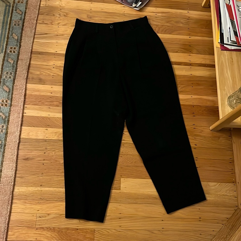 Black high waisted pleated trousers